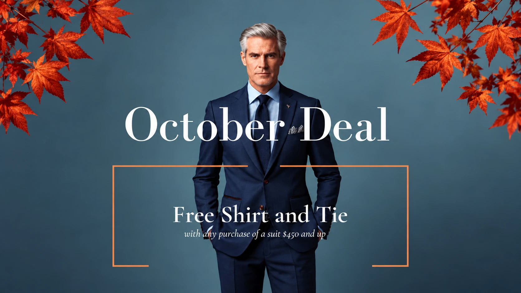 October Deal - Free shirt and tie with any purchase of a suit $450 and up