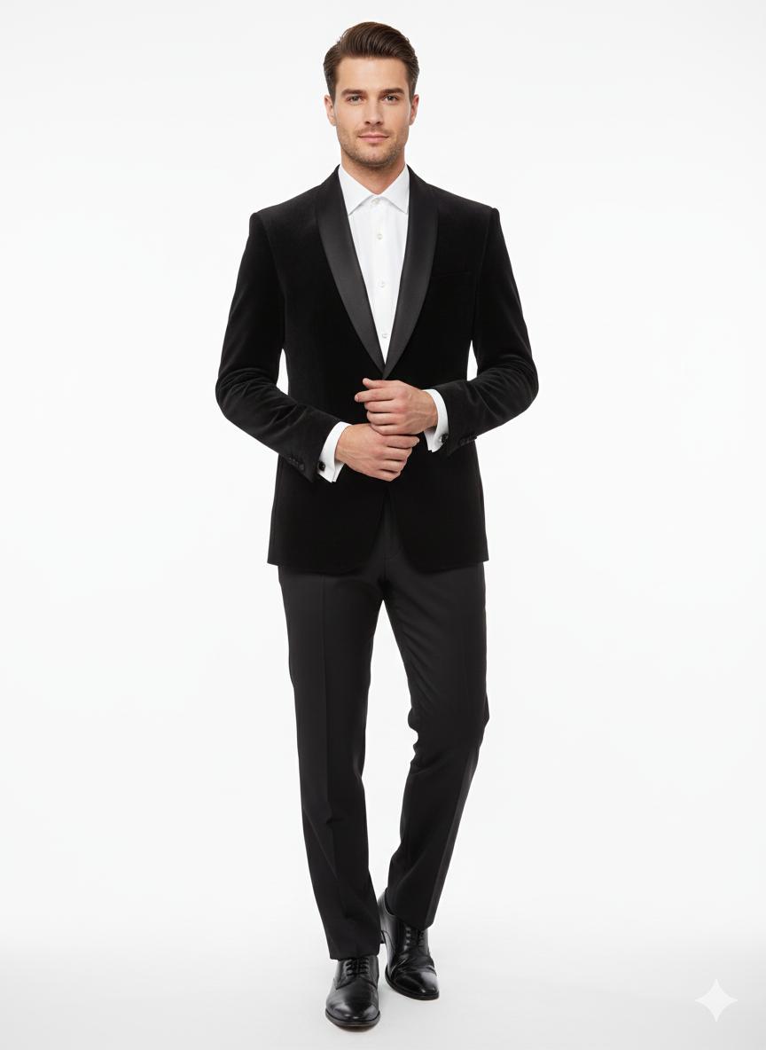 Velvet Blazer with shawl label 