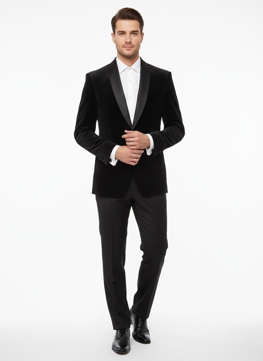 Velvet Blazer with shawl label 