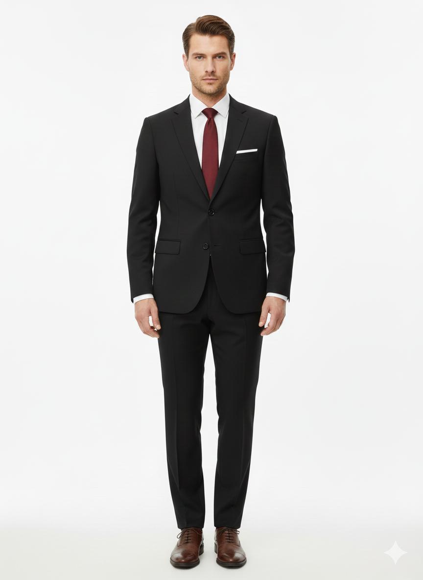 Black Italian Cut Slim Fit  Suit  