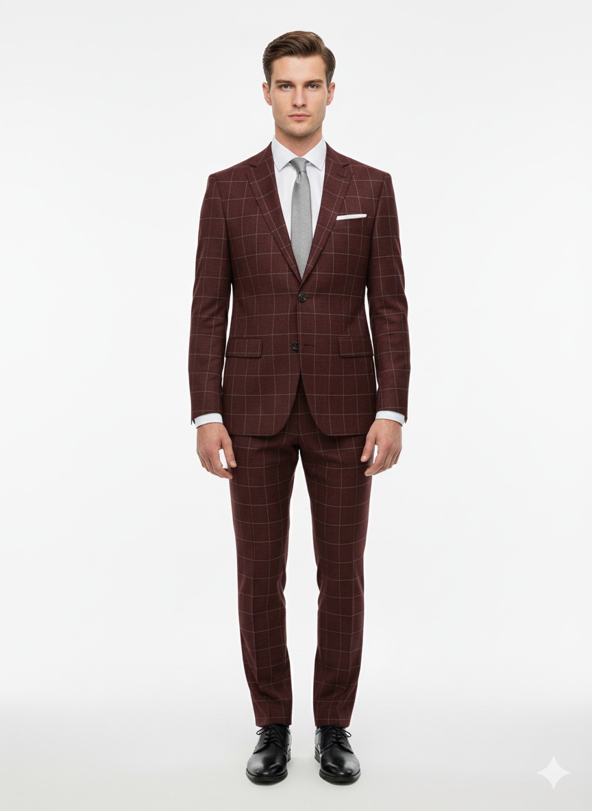 Italian Cut Slim Fit Suit Notch Label