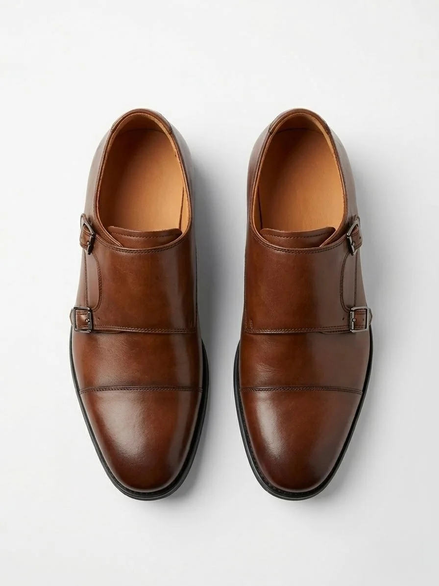 Cognac Monk Strap Shoes